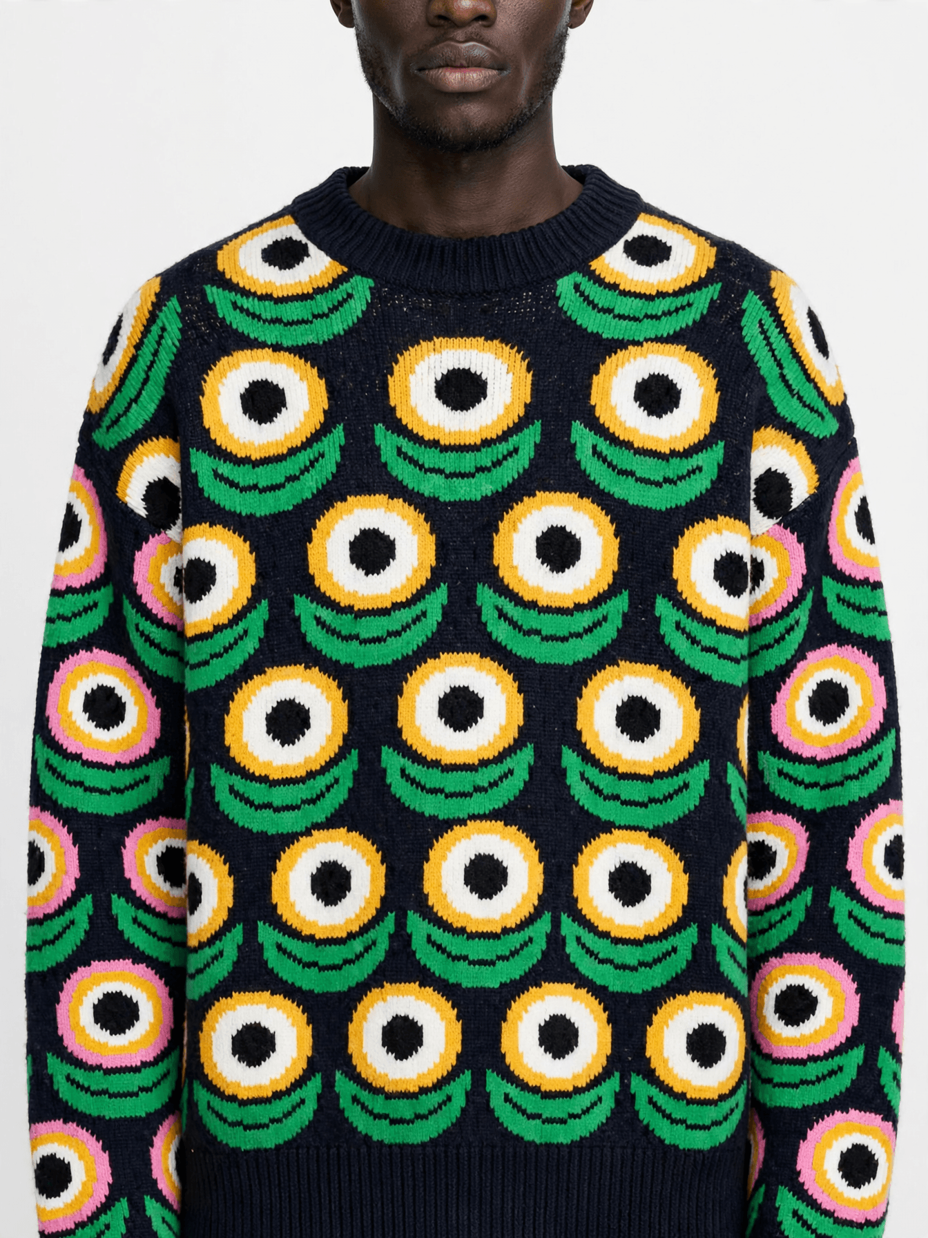Graphic Eye Pattern Knit Sweater example 4