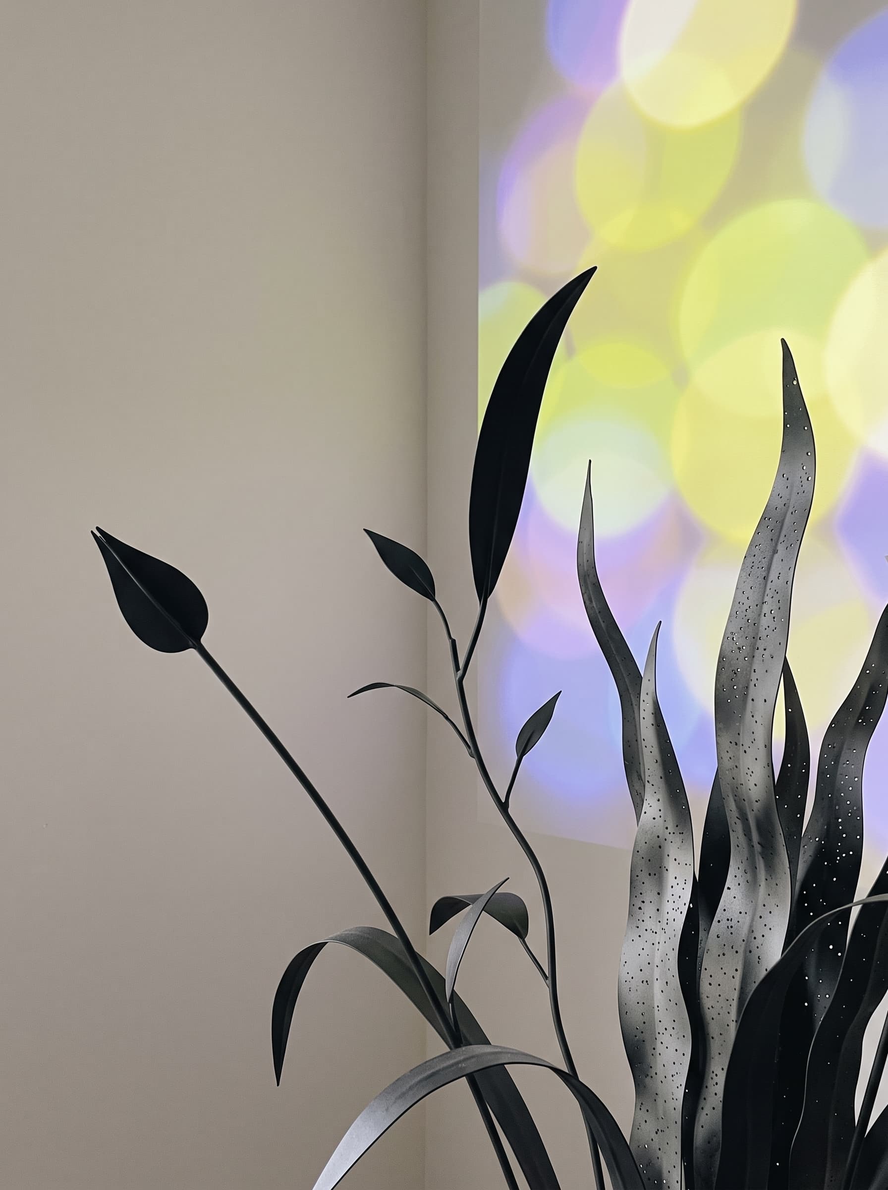 Sculptural Metal Plant with Projected Bokeh example 9