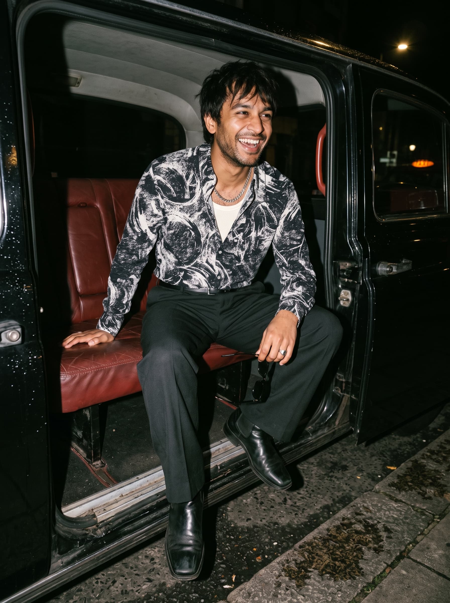 Laughing Man in Vintage Taxi example 31