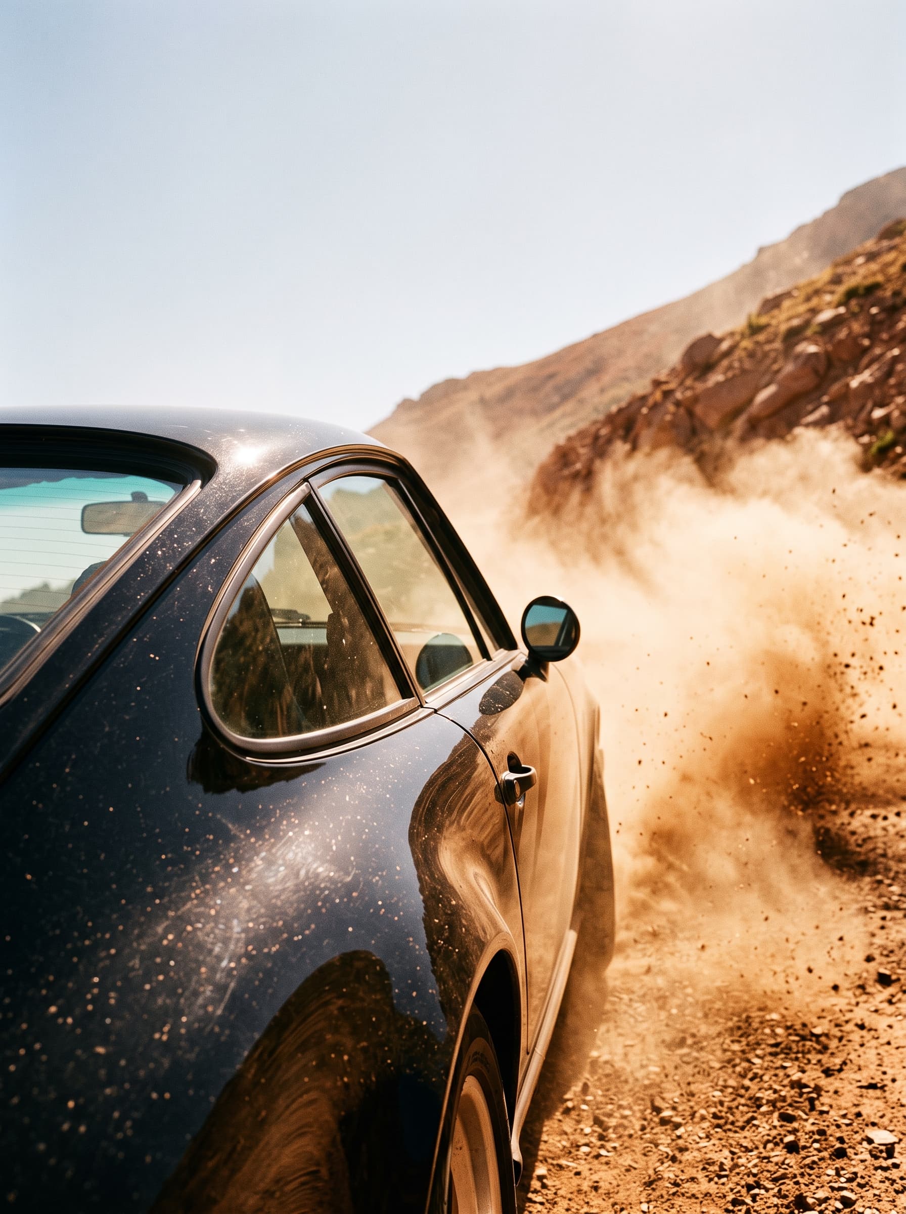 Black Sports Car on Dusty Trail example 5