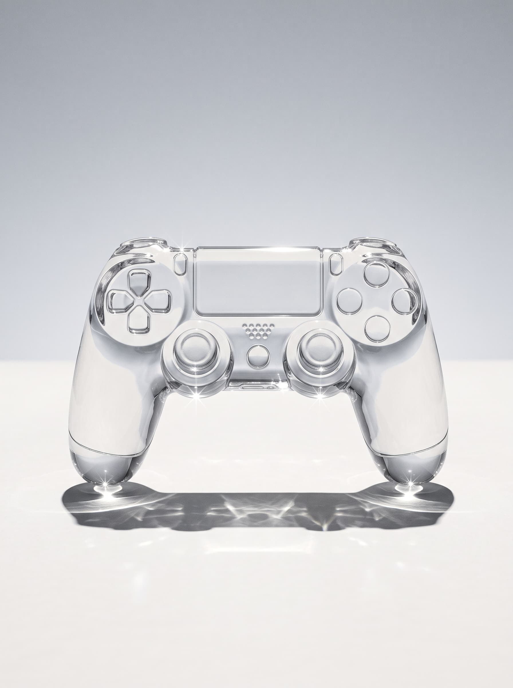 Transparent Crystal Gamepad on White Surface example 6