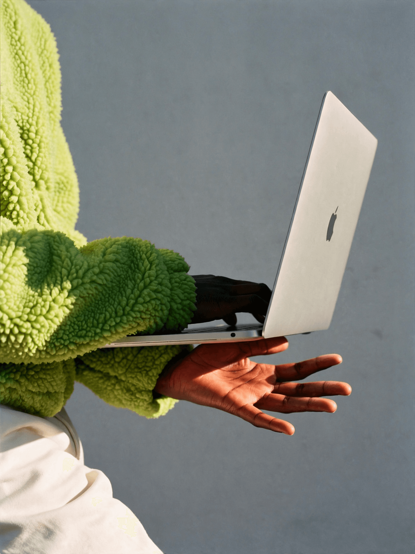 Fleece Jacket and Open Laptop example 6