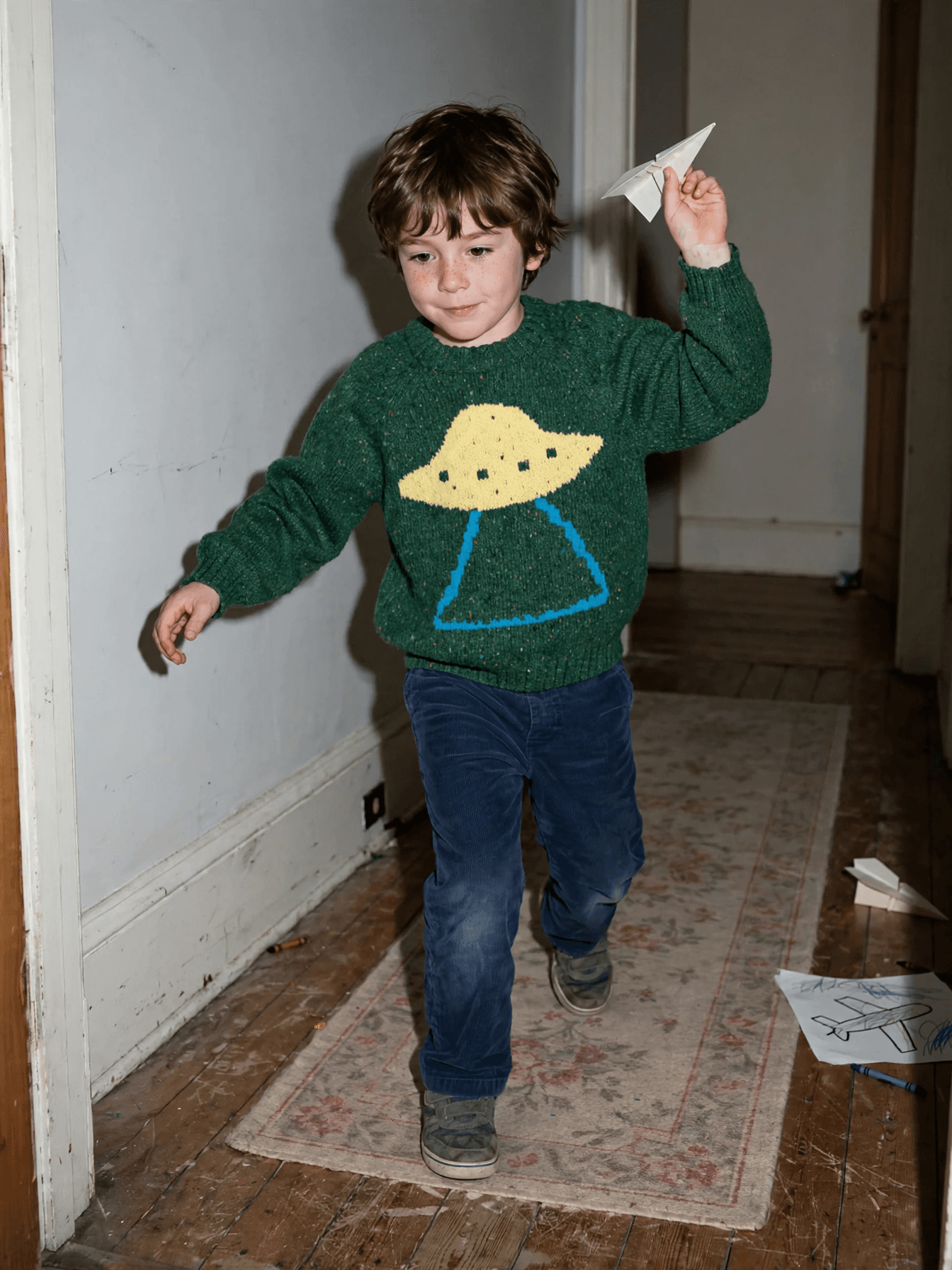 Young Boy Playing With Paper Airplane example 37