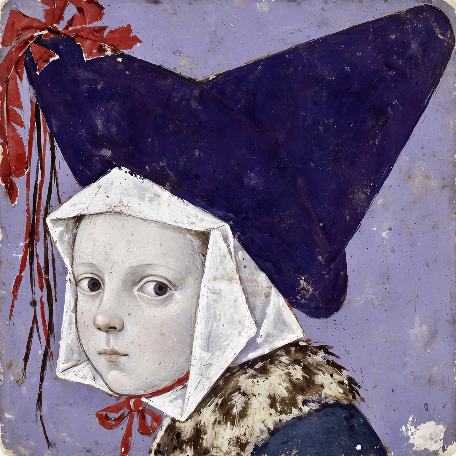 Renaissance Girl in Oversized Violet Hat example 22