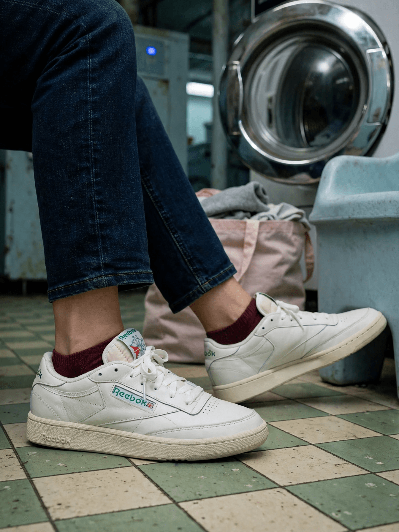 Classic White Sneakers in Laundromat example 40