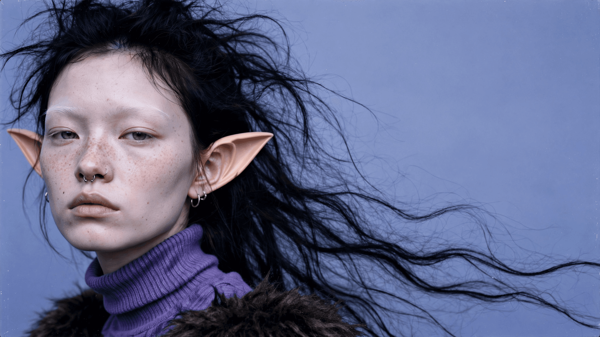 Fantasy Elf Editorial on Blue Backdrop example 23