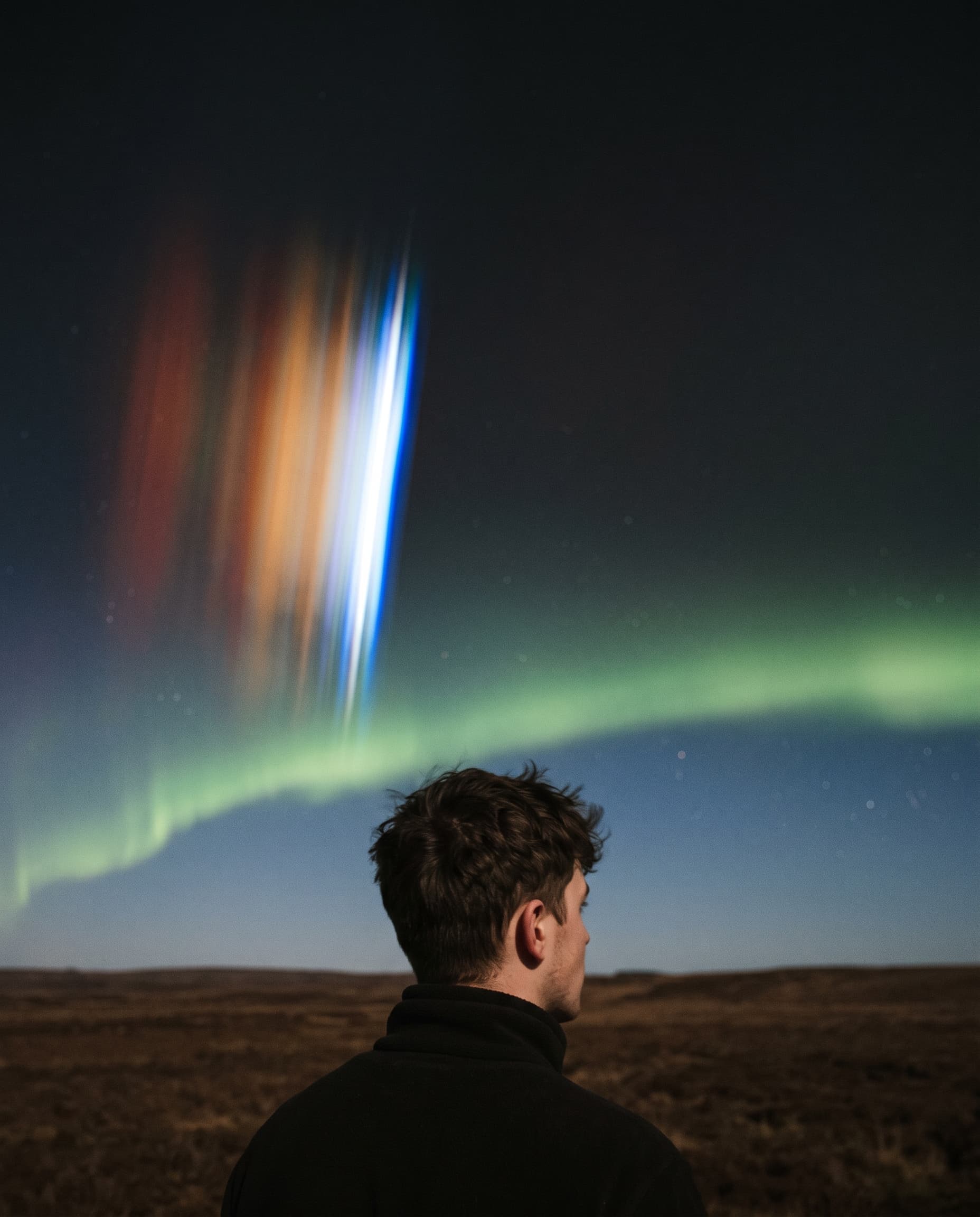 Man Gazing at Northern Lights example 13