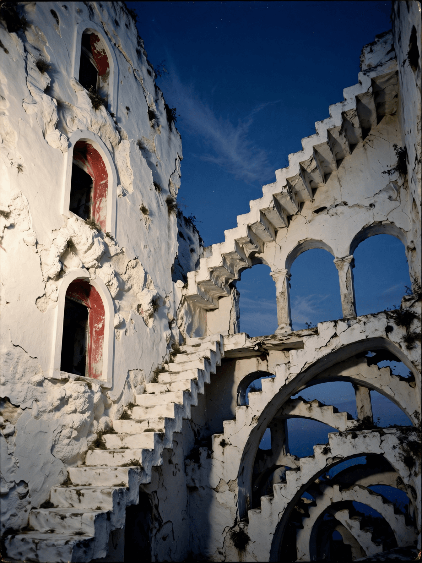 Surreal White Plaster Ruins at Dusk example 20