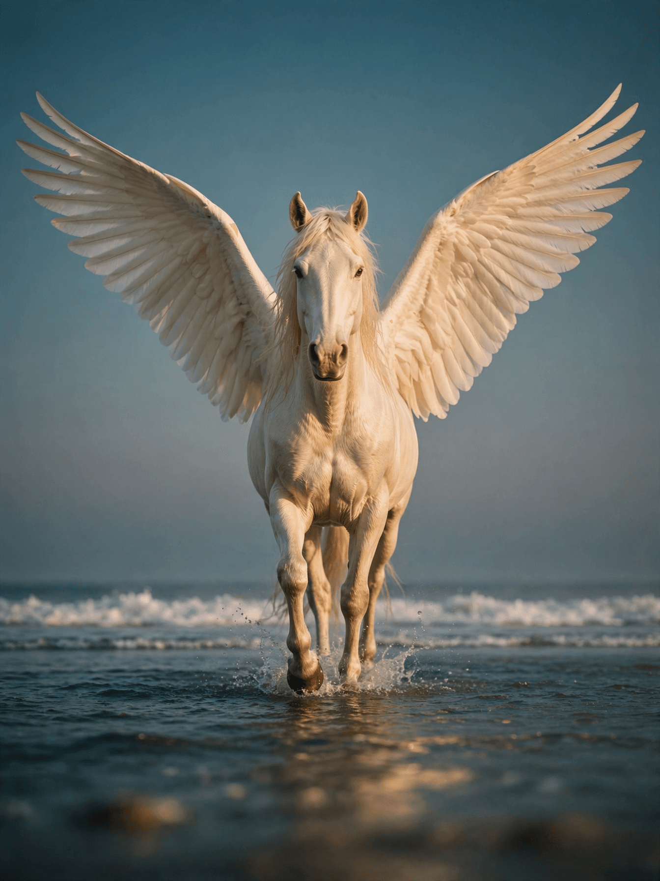 Majestic Winged Horse in Ocean Shallows example 16