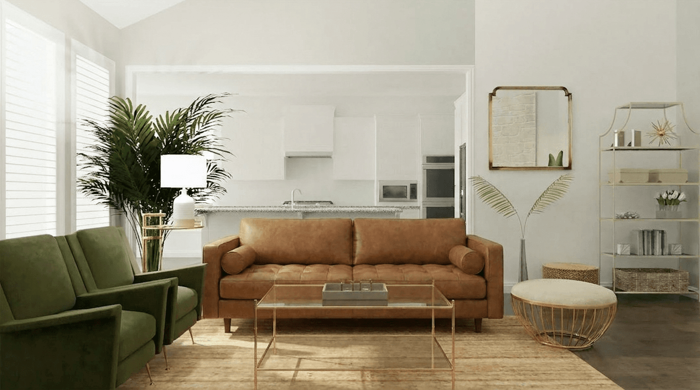 Modern Living Room with Leather Sofa example 27