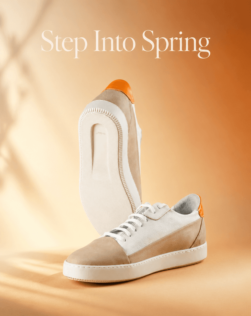 Beige Leather Sneakers in Warm Light example 35
