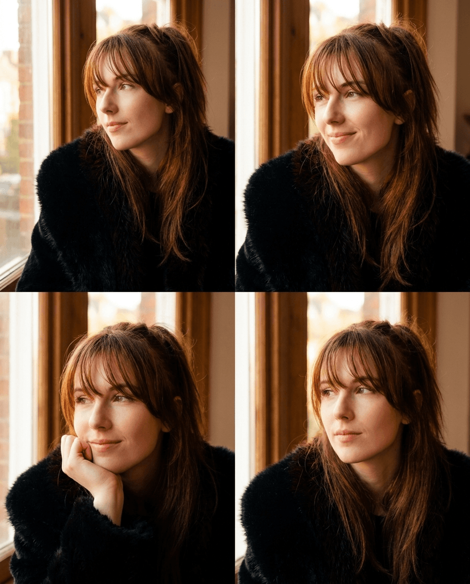 Woman in Black Faux Fur Coat example 29, output 2