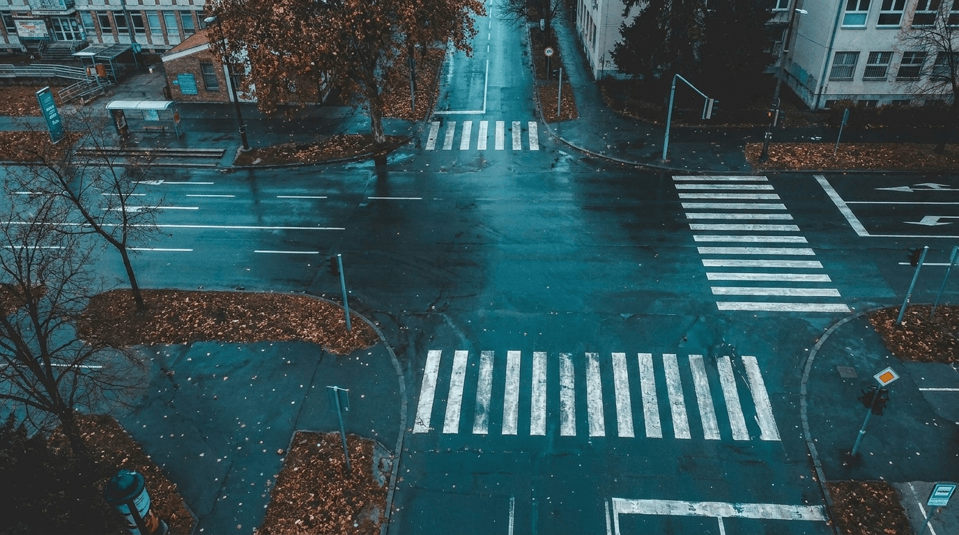 Rainy Crosswalk on City Street example 5, output 2