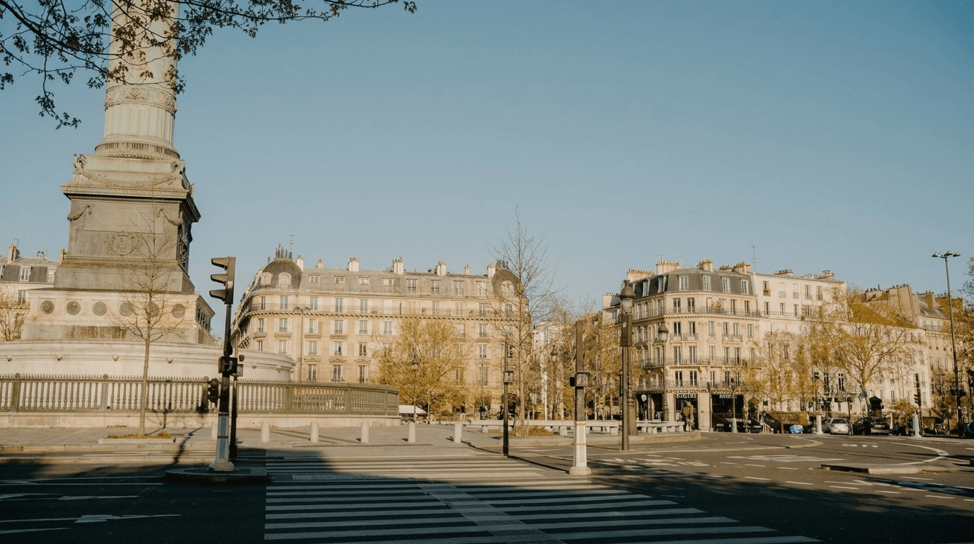 Bastille Monument in Empty City Square example 4, output 2