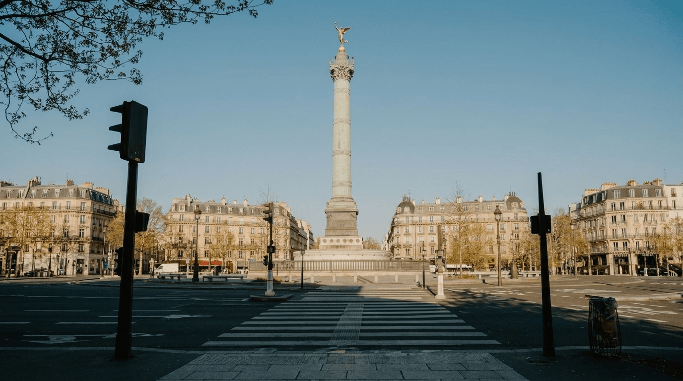 Bastille Monument in Empty City Square example 4