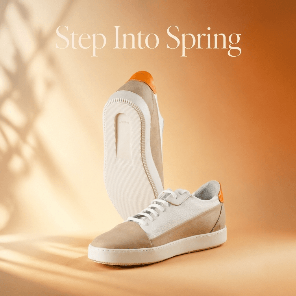 Neutral Leather Sneakers in Warm Studio example 8