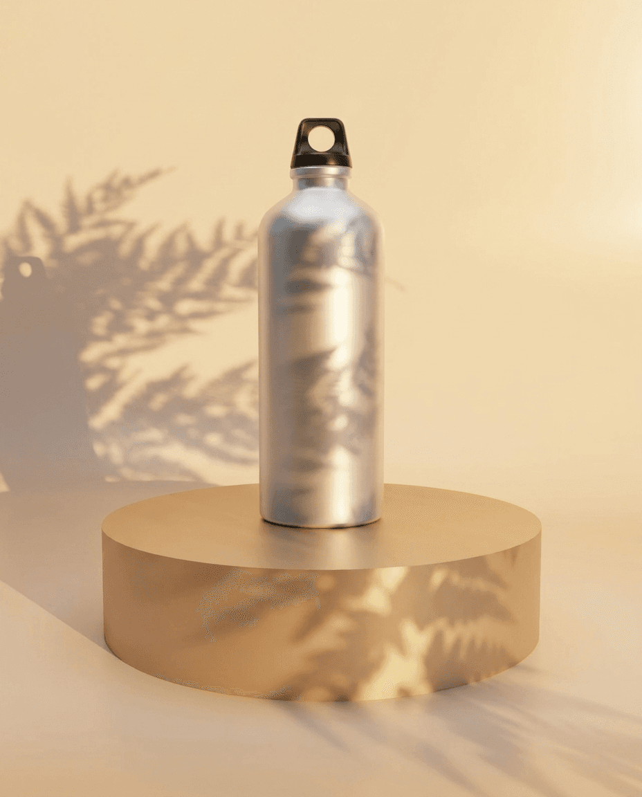 Silver Water Bottle on Studio Pedestal example 35