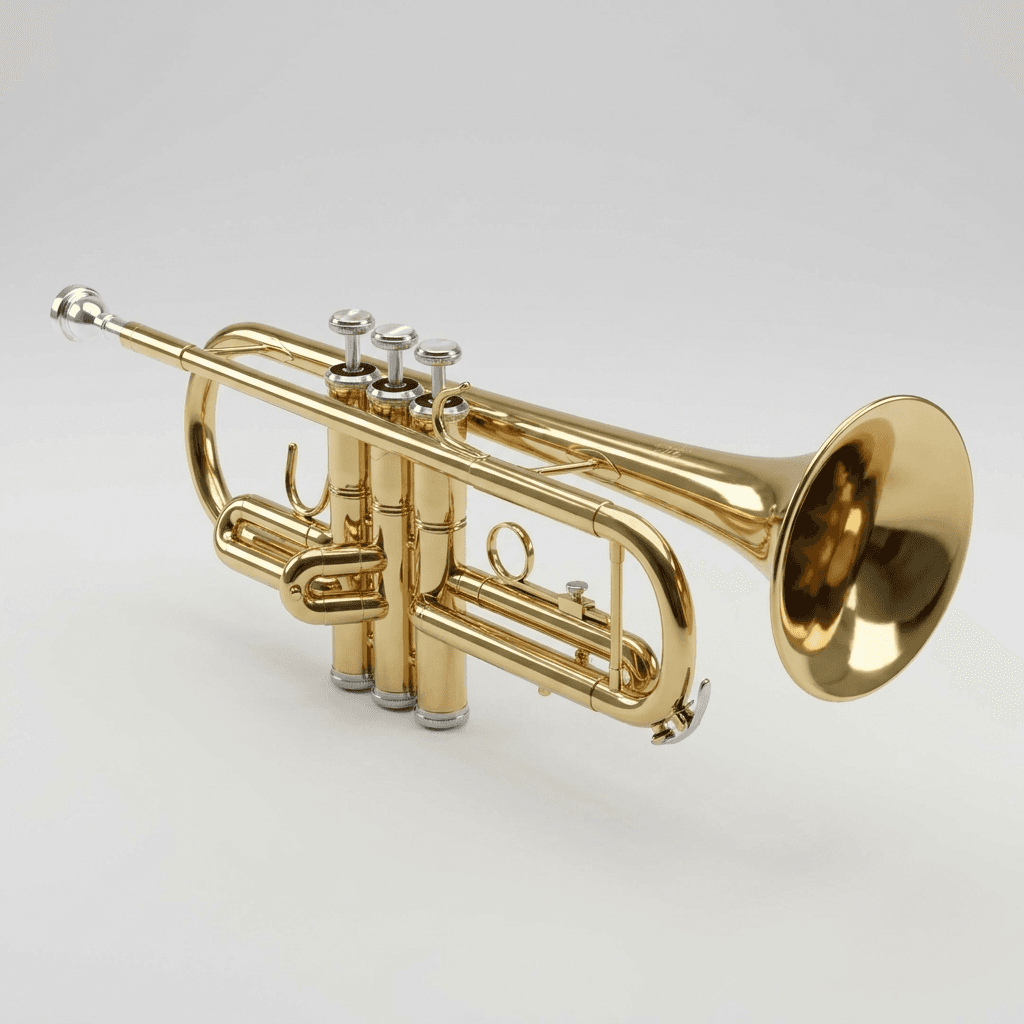 Polished Brass Trumpet Studio Shot example 31