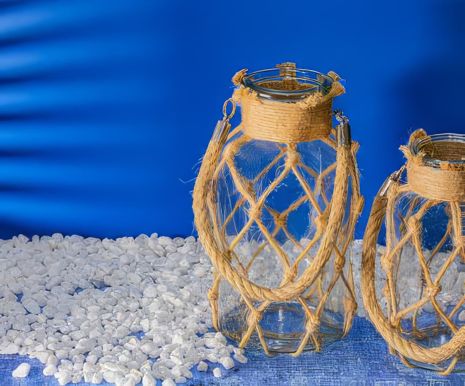 Nautical Glass Lantern on White Pebbles example 15