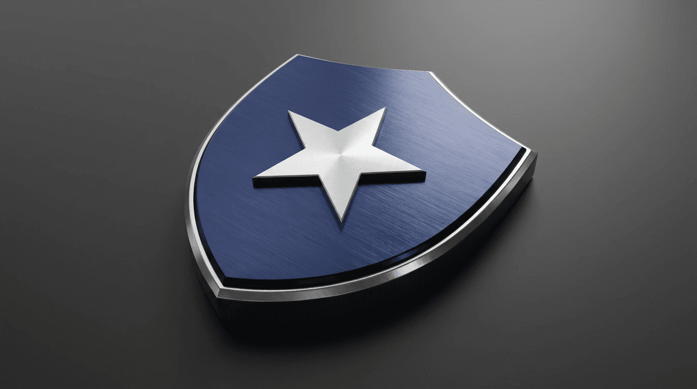 Metallic Shield Badge with Star Emblem example 32
