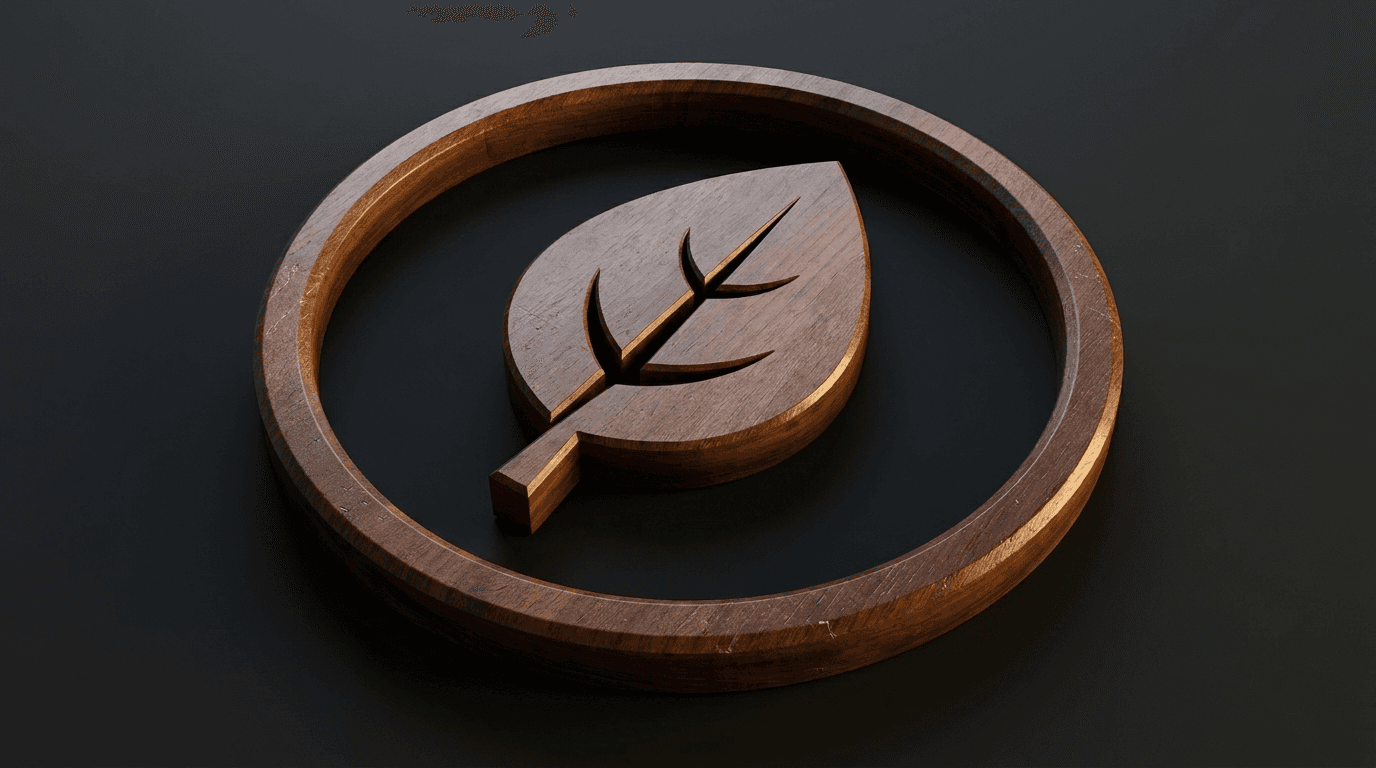 Wooden Leaf Emblem on Dark Surface example 31