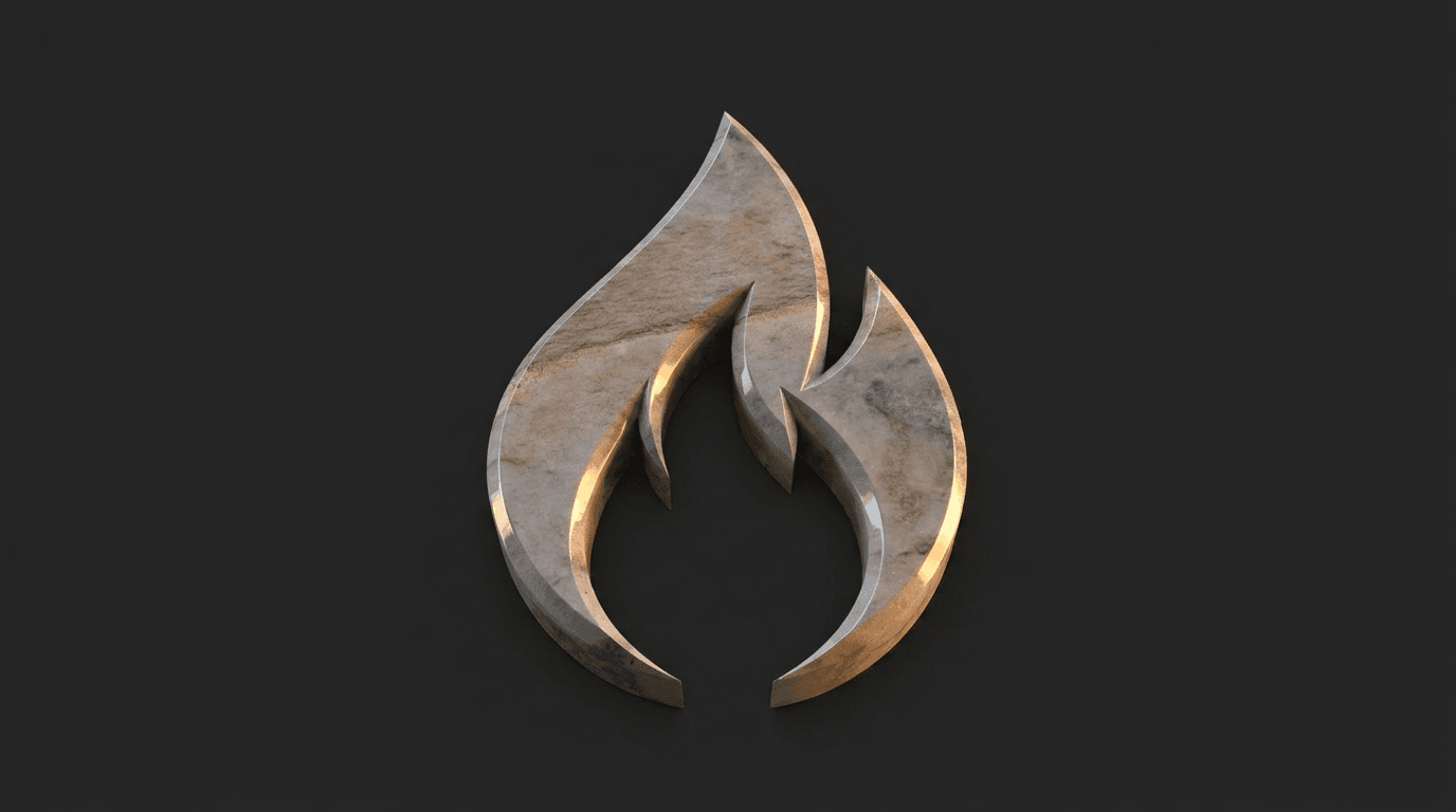 Marble Flame Icon on Dark Surface example 27