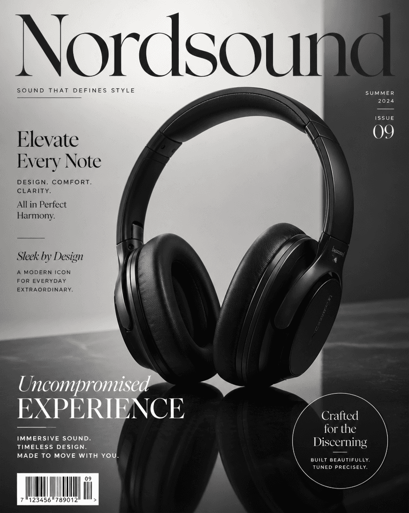 Wireless Headphones Editorial Magazine Cover example 23