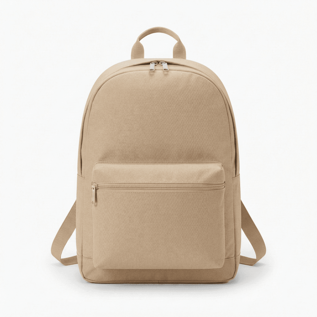Beige Canvas Backpack in Studio example 18