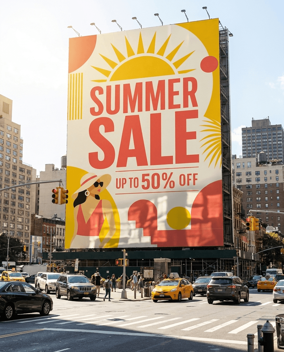 Framed Summer Sale Poster on Wall example 29, output 2