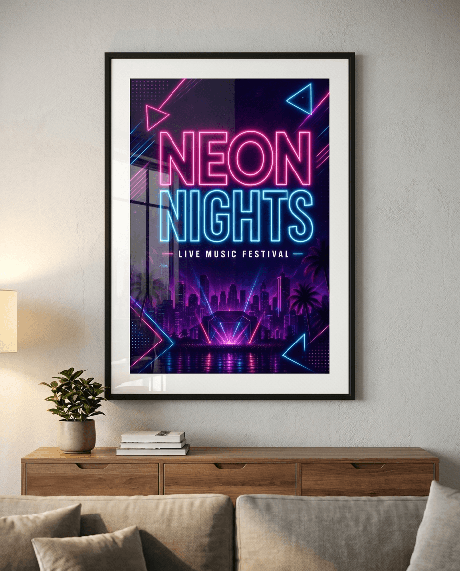 Smartphone Neon Festival Poster Mockup example 30, output 2