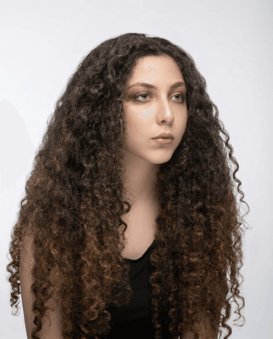 Studio Portrait with Voluminous Curly Hair example 20