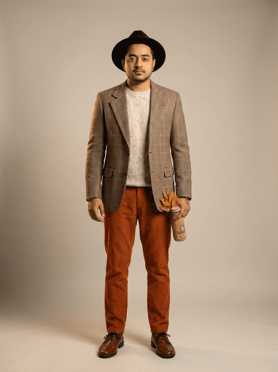 Man in Vintage Autumn Studio Outfit example 14, output 2