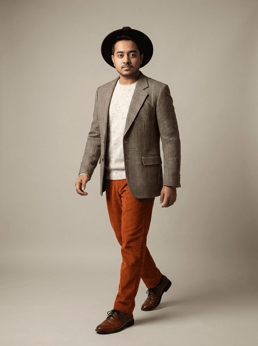 Man in Vintage Autumn Studio Outfit example 14