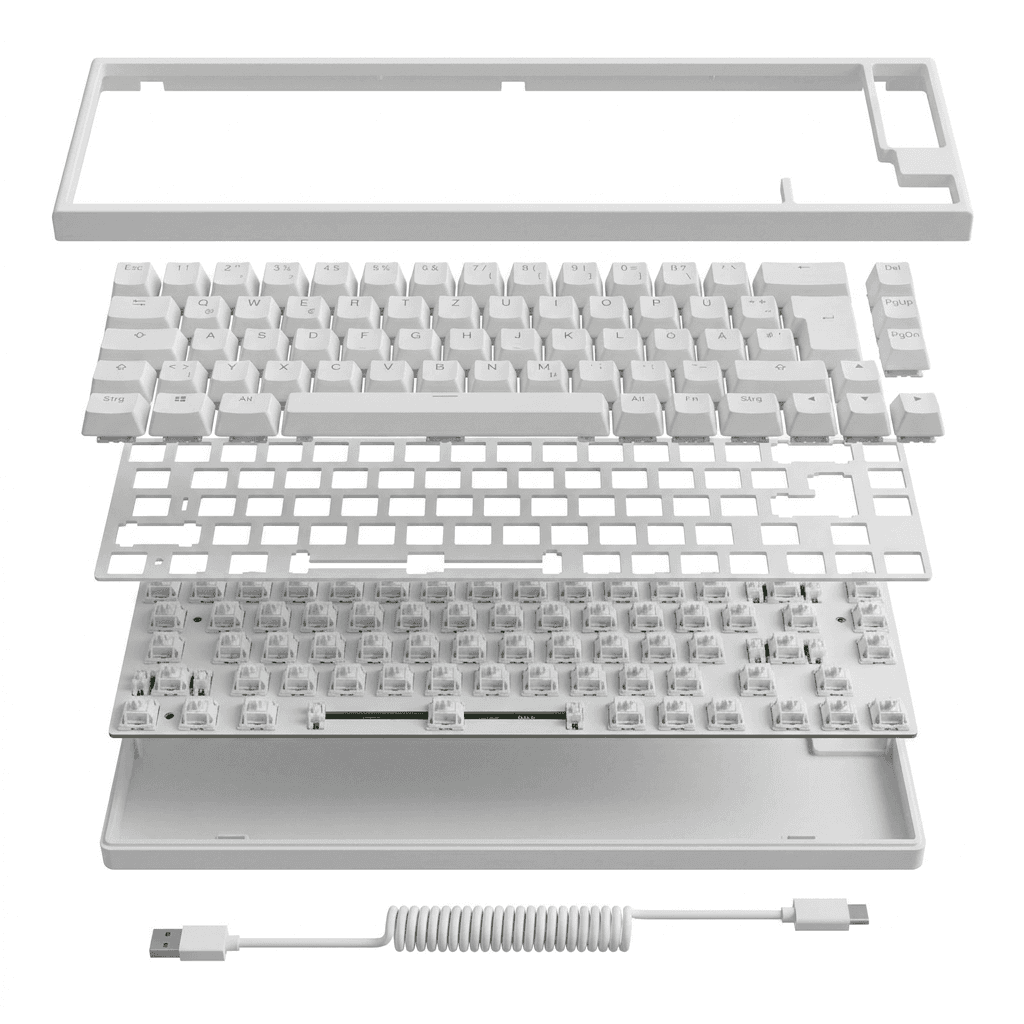 Exploded View of White Mechanical Keyboard example 11