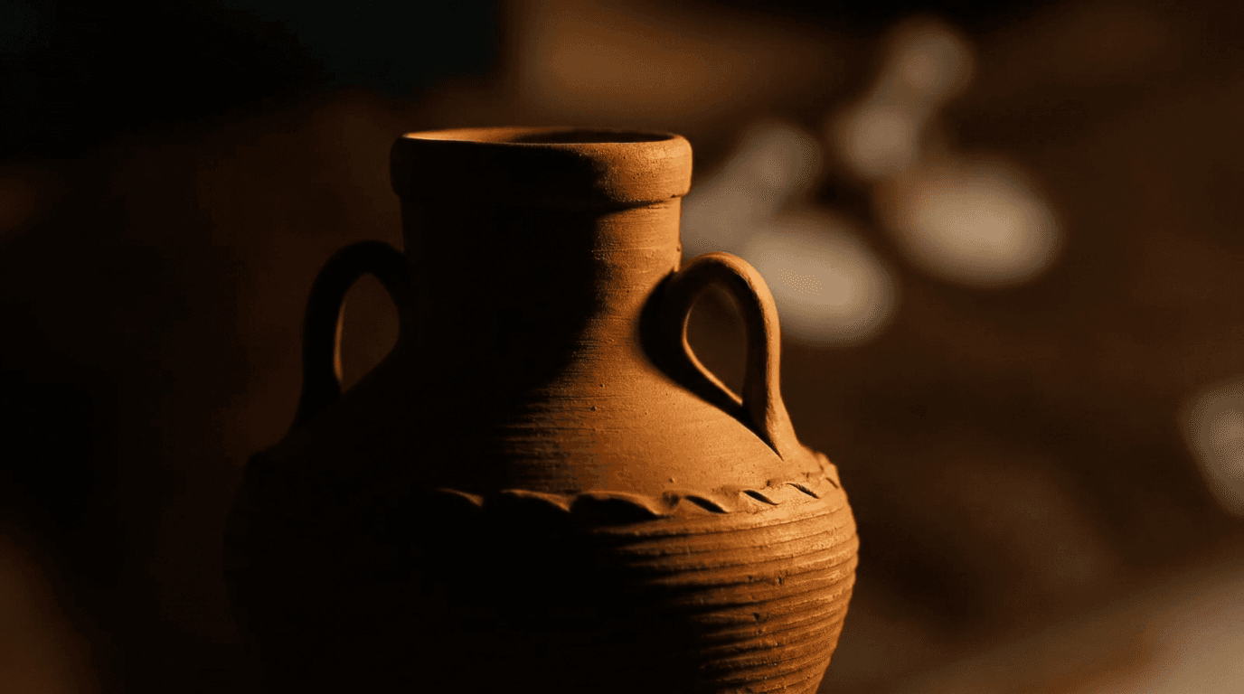 Floating Clay Amphora with Glowing Rings example 9, output 2