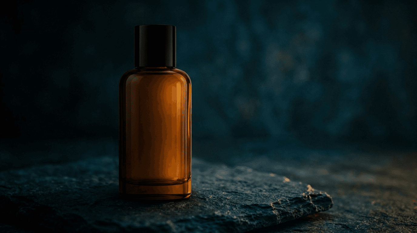 Amber Bottle on Dark Stone example 8, output 2
